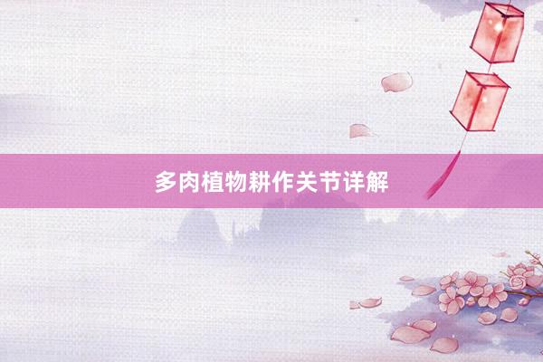多肉植物耕作关节详解