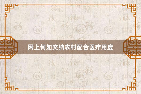 网上何如交纳农村配合医疗用度